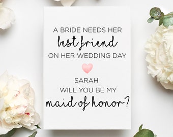 Personalized Maid Of Honor Proposal Card, Maid Of Honor Card, Wedding Card From The Bride, Will You Be My Maid Of Honour, Maid Of Honor Gift