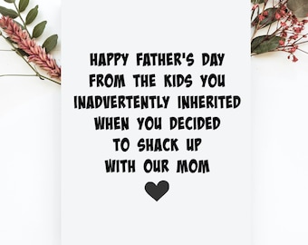 Funny Step Dad Fathers Day Card, Happy Fathers Day Step Dad, Stepdad Gift From Kids, Stepdad Gift From Daughter, Bonus Dad Fathers Day Card