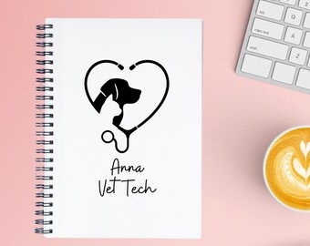 Personalized Vet Tech Notebook, Veterinarian Thank You Gift, Animal Doctor Spiral Notebook, Vet Appreciation Journal, Animal Doctor Gift