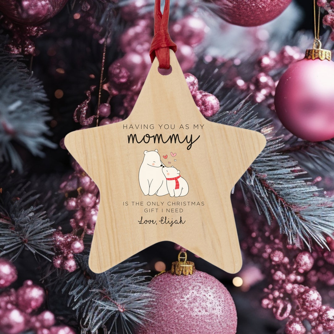 Personalized New Mommy Wood Ornament, From Baby to Mom Gift, Gifts to