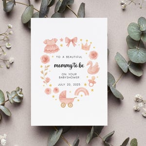 Personalized Baby Shower For Mom To Be Card, Mommy To Be Celebration Gift, Custom Baby Shower Date Greeting Card, New Mom Party Folded Card