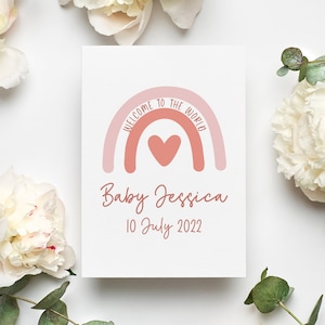 Personalized New Baby Girl Card, Welcome To The World Newborn Card, New Baby Girl Gift, New Parents Card, Baby Girl Gift, Newborn Girl Card
