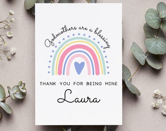 Tarjeta personalizada para madrina, regalo para madrina de bebé de ahijado, tarjeta de felicitación de ahijada, tarjeta plegable para el Día de la Madre