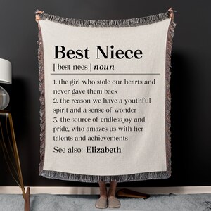 Personalized Best Niece Definition Woven Blanket, Custom Niece Birthday Throw Blanket Gift, Thank You Niece Organic Tapestry