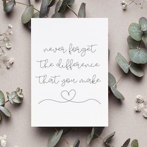 Nurse Preceptor Card, Preceptor Gift, Never Forget The Difference That You Make Greeting Card, Preceptor Folded Card, Appreciation Card
