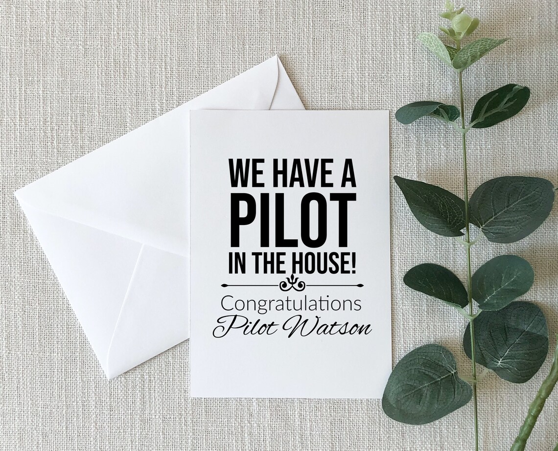 Personalized Pilot Graduation Card, Pilot Card, Flight School Card ...