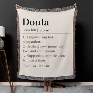 Personalized Doula Birthday Woven Blanket, Custom Doula Throw Blanket Gift, Doula Thank You Organic Tapestry, Custom Doula Organic Tapestry