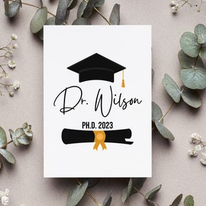 Personalized Phd Card, Phd Graduation Gift, Doctorate Degree Greeting Card, Doctor Graduate Folded Card, Custom Dr Card, Phd Graduation Gift