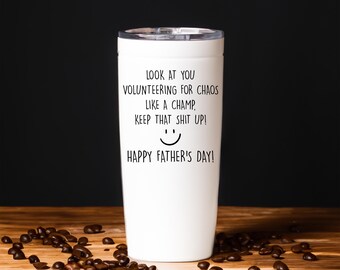 Personalized Funny Step Dad Tumbler, Stepdad Fathers Day Gift, Happy Fathers Day Bonus Dad Travel Mug, Personalized Funny Step Dad Gift