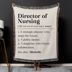 Personalized Director Of Nursing Woven Blanket, Custom Director Of Nursing Throw Blanket Gift, Nurse Week 2025 Organic Tapestry