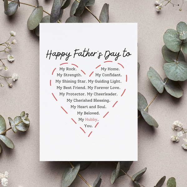 Sentimental Father's Day For Husband Card, Romantic Fathers Day Husband Gift, Father's Day To Husband From Wife Greeting Card