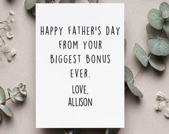 Personalized Stepdad Happy Father’s Day Card, Funny Step Dad Gift, Bonus Dad Fathers Day Card, Stepdad Gift From Daughter, Step Dad Card