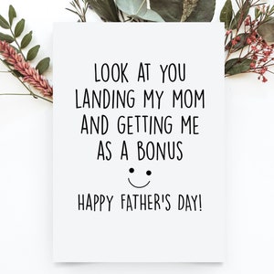 Stepdad Fathers Day Card, Funny Step Dad Happy Fathers Day Gift, Look at You Stepfather Gift From Bonus Son, Bonus Dad Card landing MY mom