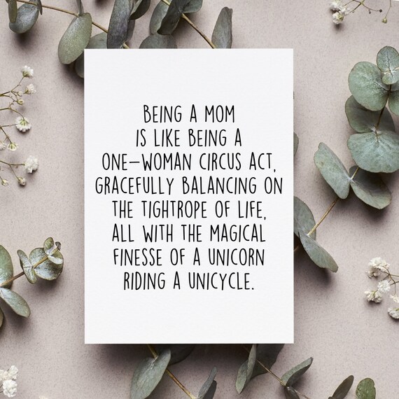Being A Mom Card, Mom Appreciation Gift, Funny Mother's Day Greeting Card, Mom Birthday Folded Card, Being A Mom Gift