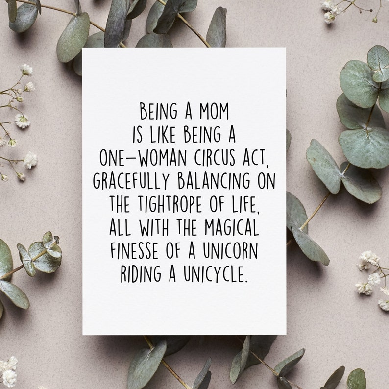 Being A Mom Card, Mom Appreciation Gift, Funny Mother's Day Greeting Card, Mom Birthday Folded Card, Being A Mom Gift image 1