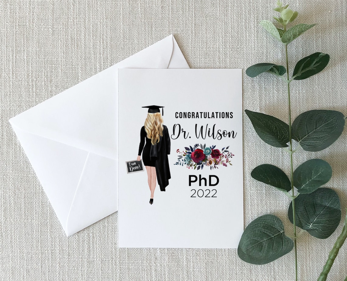 Personalized Phd Card Doctorate Graduation Greeting Card Phd Etsy