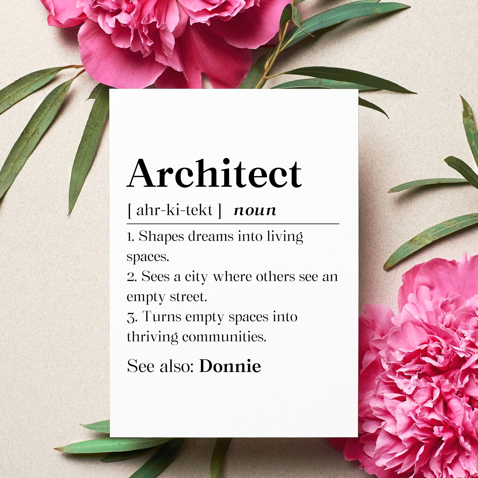 Personalized Architect Definition Card, Architecture for Him Gift ...