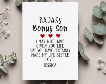 Happy Birthday Bonus Son Personalized Bonus Son Card Funny Bonus Son Card Bonus Son | Etsy