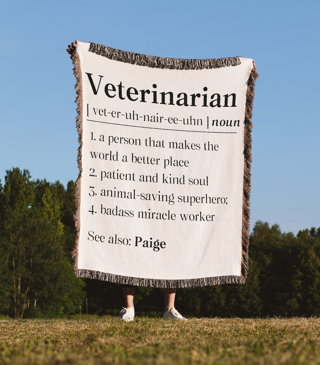 Personalized Veterinarian Definition Woven Blanket, Veterinarian