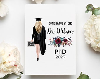 Personalized Phd Card, Doctorate Graduation Greeting Card, Phd Gift, Phd Graduation Gift For Her, Phd Card, Phd 2024 Card, Funny Doctor Card