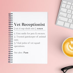 Personalized Veterinary Receptionist Thank You Notebook, Custom Vet Receptionist Appreciation Gift, Vet Receptionist Week Spiral Notebook