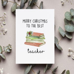 Best Teacher Christmas Appreciation Card, Merry Christmas Teacher Gift, Best Teacher Ever Xmas Greeting Card, Christmas Teaching Folded Card