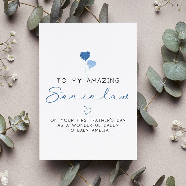 Personalized First Father's Day For Son-in-law Card, Custom Father's Day Son-in-law Dad To Be Gift