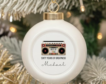 Personalized 60th Birthday Ornament, Sixtieth Birthday Gift, Sixty Year Old Christmas Ball Ornament, 60th Birthday Ceramic Ornament