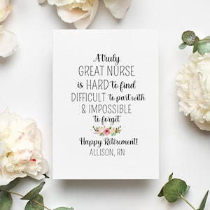 Personalized Nurse Retirement Card, Nurse Leaving Card, Registered Nurse Retirement Gift, Retired Gifts for RN, Nurse Appreciation Card