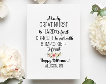 Personalized Nurse Retirement Card, Nurse Leaving Card, Registered Nurse Retirement Gift, Retired Gifts for RN, Nurse Appreciation Card