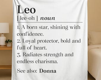Personalized Zodiac Leo Definition Fleece Blanket, Leo Birthday Sherpa Fleece, Leo Christmas Blanket Gift, Zodiacal Sign Minky Blanket
