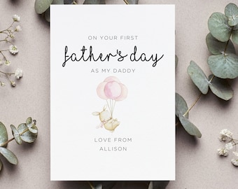 Personalized Daddy First Father's Day Card, Gift From Daughter, New Daddy 1st Father's Day Card, New Daddy Gift, Daddy Father's Day Card