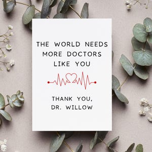 Personalized Thank You Doctor Card, Doctor Appreciation Gift, Medical Professional Greeting Card, Card For Doctor Best Friend, Dr Thank You image 1