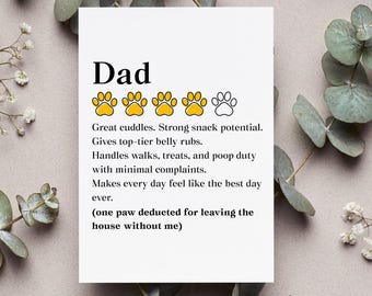 Funny Fathers Day From Dog Card, Dog Dad Appreciation Gift, Fur Dad Greeting Card, Pet Dad Fathers Day Folded Card, Dad Day Funny Card