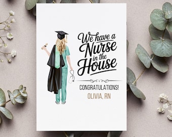 Personalized Nurse Graduation Card, Custom Rn Congrats Gift, New Nurse Congratulations Greeting Card, Nursing School Graduate Folded Card