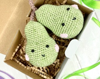 Crochet Pears Fruits Kawaii handmade amigurumi 8cm crochet toy soft Christmas gift birthday party fun shop store bakery kitchen