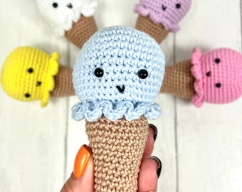Crochet Ice cream Kawaii handmade amigurumi 12cm crochet toy soft Christmas gift birthday party fun market shop store bakery kitchen