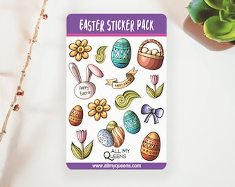 Easter, Easter Basket, 15 pc Easter Stickers, Gift for Easter, Easter Crafts for Kids, Planner Sticker Sheets, Journal Sticker Sheet, Mini