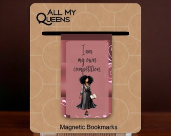 My Own Competition Magnetic Bookmark, Black Woman Who Loves to Read, Affirmations Bookmark, African American Book Lover, Bookish Black Girl