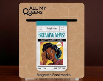 Breaking News Magnetic Bookmark, Black Woman Who Loves to Read, Book Accessory, African American Book Lover, Bookish Black Girl, Smut Reader