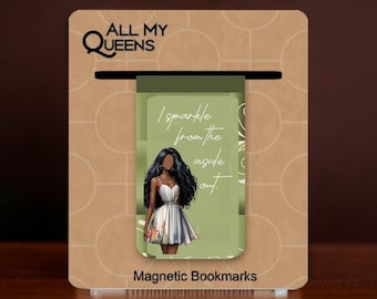 I Sparkle Magnetic Bookmark, Black Woman Who Loves to Read, Affirmations Bookmark, African American Book Lover, Bookish Black Girl