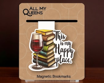 Books and Wine Magnetic Bookmark, Black Woman Who Loves to Read, Book Accessory, African American Book Lover, Bookworm, Book Club