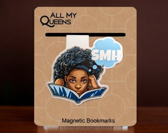 Black Girl Expression Magnetic Bookmark, Black Woman Who Loves to Read, Book Accessory, African American Book Lover, Bookworm, Book Club