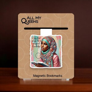 Beneficial Knowledge Magnetic Bookmark, Black Woman Who Loves to Read, Muslim Reader, African American Book Lover, Hijabi Bookmark