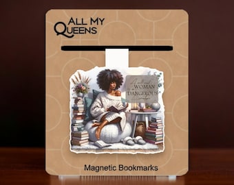 Well Read Black Woman Magnetic Bookmark, Black Woman Who Loves to Read, African American Book Lover, Book Club, Cute Bookmark Affirmation