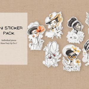 Black Woman Sticker Mini Pack, Black Woman Who Journals, Black Girl Stationery, African American Book Lover, Journaling, Kindle Sticker