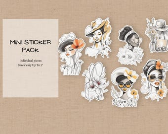 Black Woman Sticker Mini Pack, Black Woman Who Journals, Black Girl Stationery, African American Book Lover, Journaling, Kindle Sticker