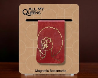 Foil Line Art Magnetic Bookmark, Black Woman Who Loves to Read,Book Accessory, African American Book Lover, Bookish Black Girl, Mood Reader