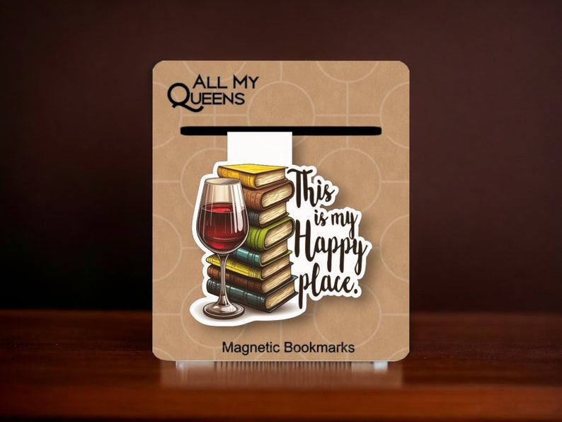 Books and Wine Magnetic Bookmark, Black Woman Who Loves to Read, Book Accessory, African American Book Lover, Bookworm, Book Club image 1