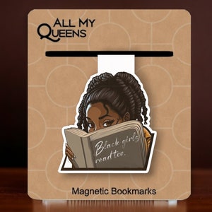 Black Girls Read Too Magnetic Bookmark, Black Woman Who Loves to Read, Book Accessory, African American Book Lover, Bookworm, Book Club image 1